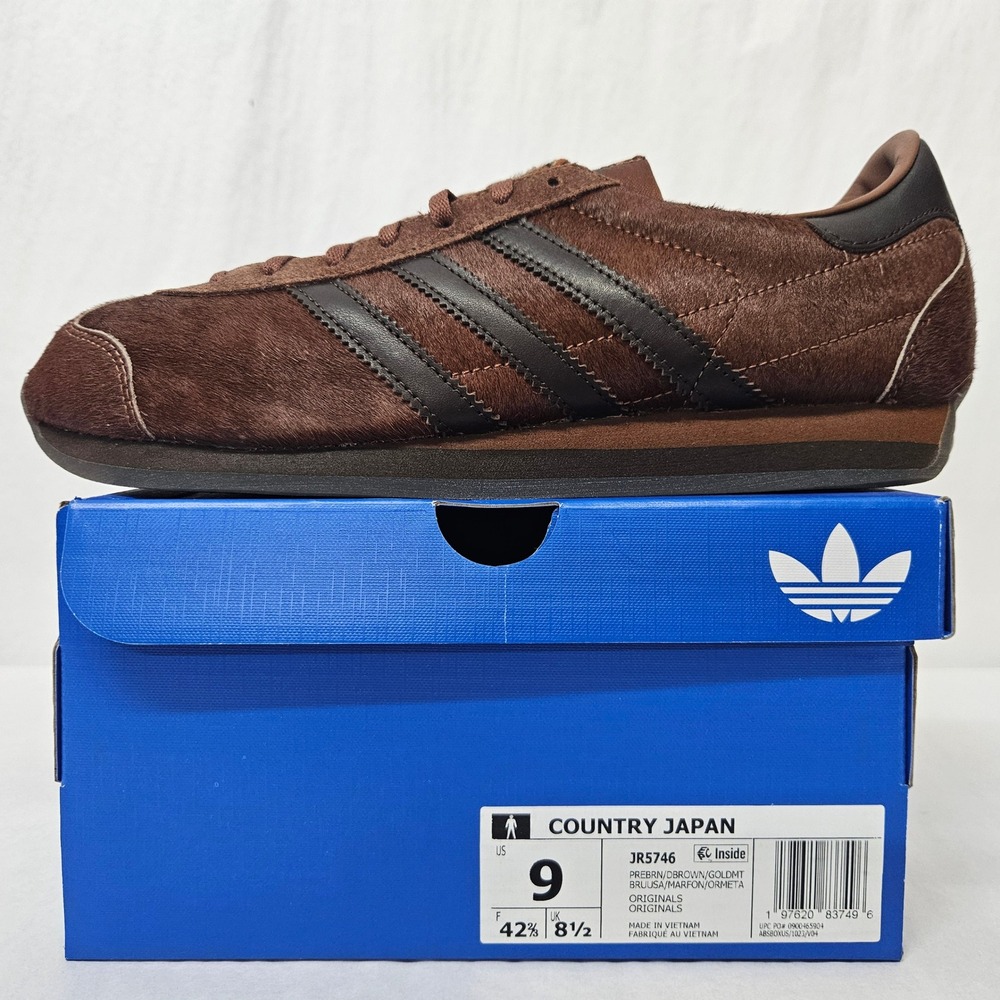 Adidas Country Japan Leather Sneakers JR5746‎ Brown Cow Hair Men's Size 9